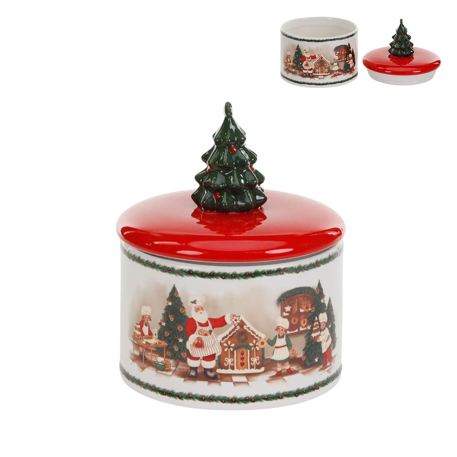 CAIXA BOLACHAS PADARIA C/ARVORE BRANCO/VERMELHO 19CM