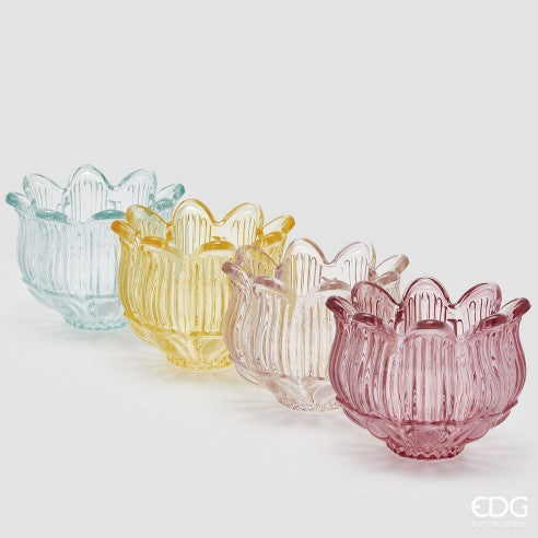 SUPORTE VELA TULIPA CORAL 10x12,5CM