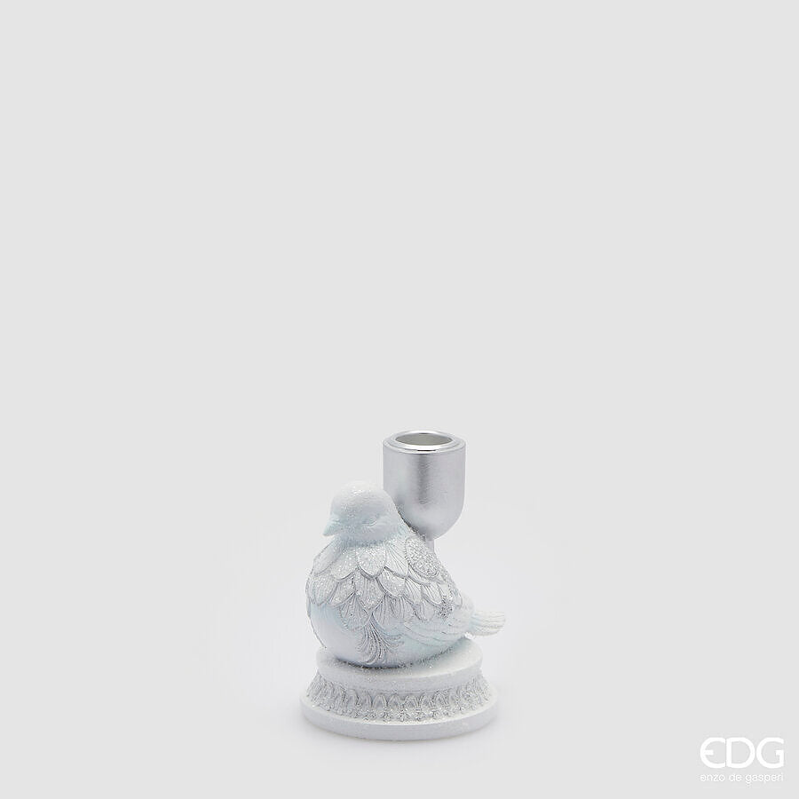 SUPORTE VELA COLOMBA C/PASSARO BRANCO H.11