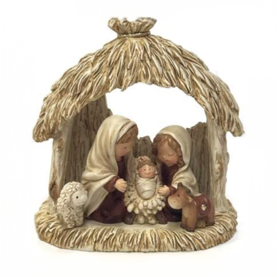 PRESEPIO NA CABANA DOURADO 10x10,5
