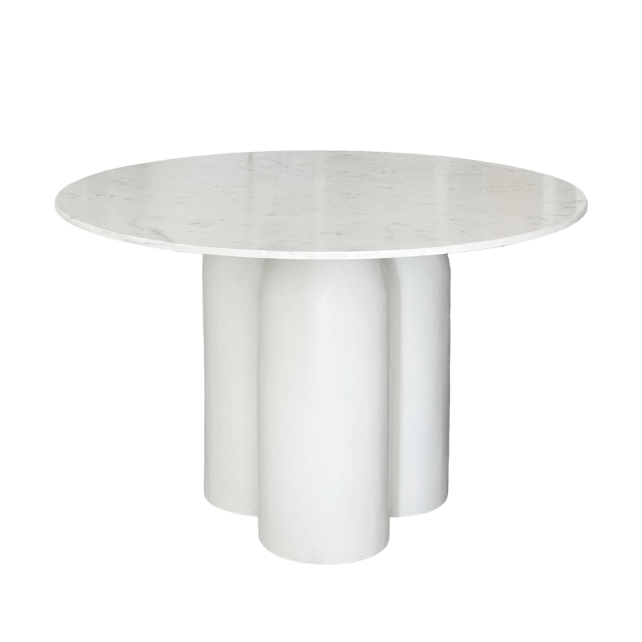 MESA JANTAR BRANCO MARMORE/MADEIRA 120x120x76CM