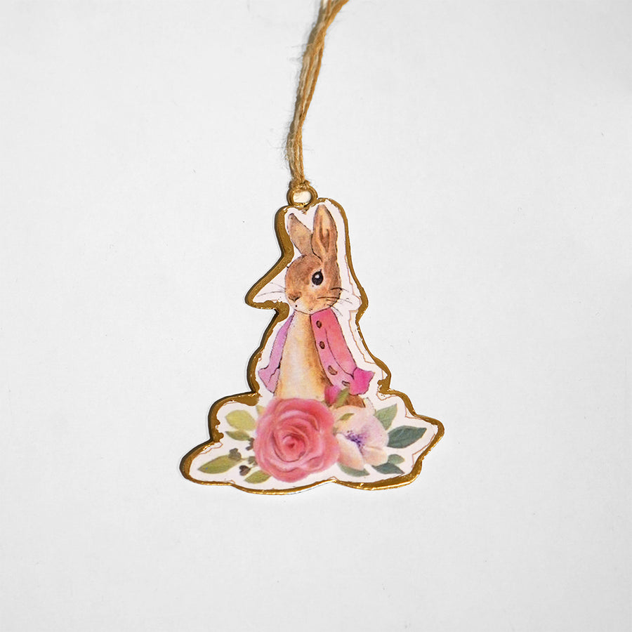 PENDENTE COELHO CREME/ROSA 07x10CM