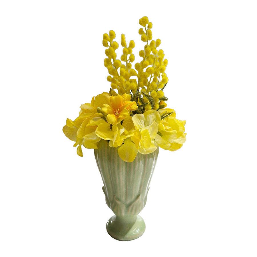 JARRA VERDE C/ FLOR AMARELA 34x18CM