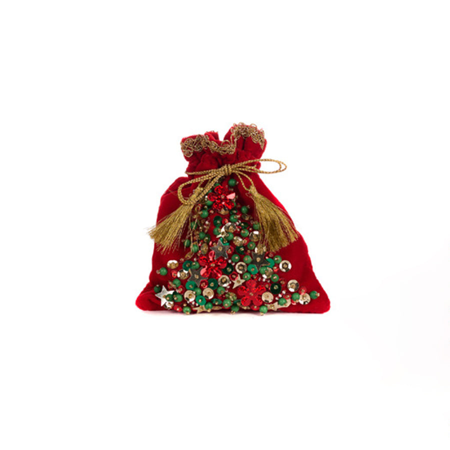 SACO PRESENTES NATAL VERMELHO 15CM