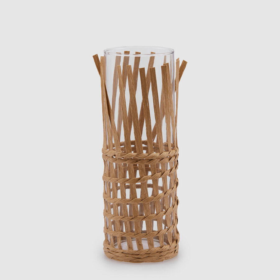 JARRA RATTAN CILINDRO 27X9CM