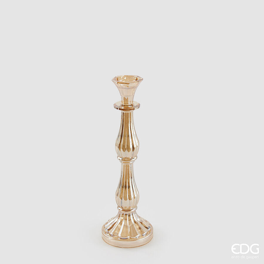 SUPORTE VELA CRYSTAL SINUOSO AMBER H.31 D.10