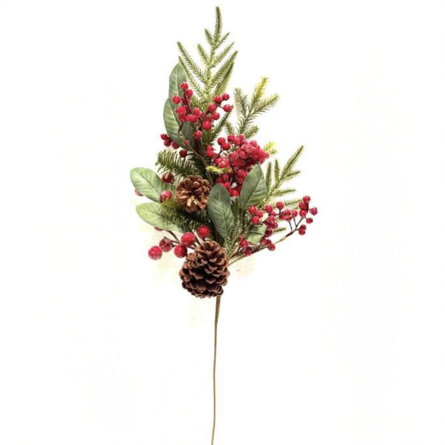 HASTE BAGAS VERMELHAS E PINHAS 81CM