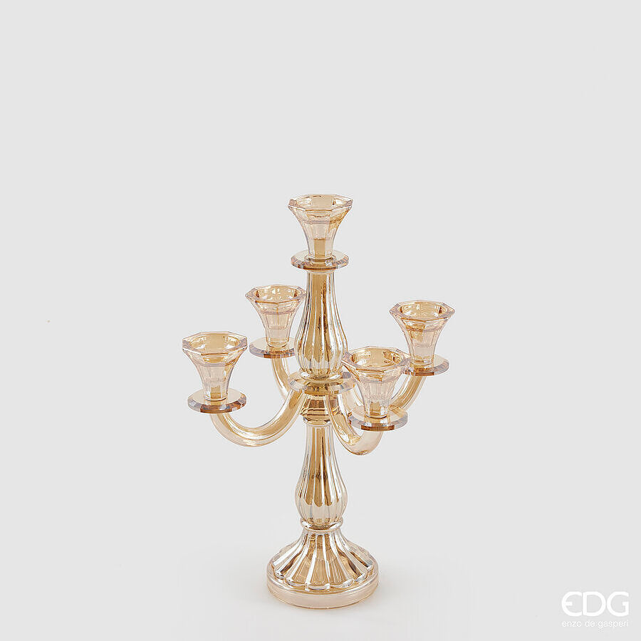 CANDELABRO CRYSTAL SINUOSO AMBER H.35 L.19 L.19