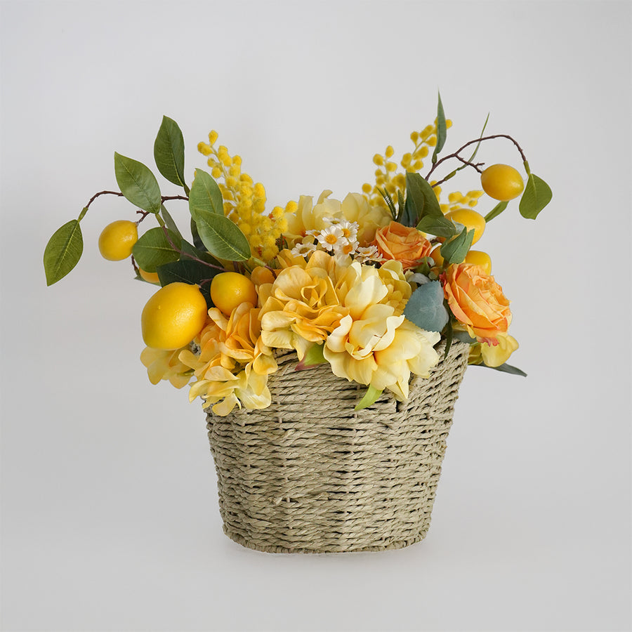 CESTO VERDE C/FLOR MIX 35x30CM