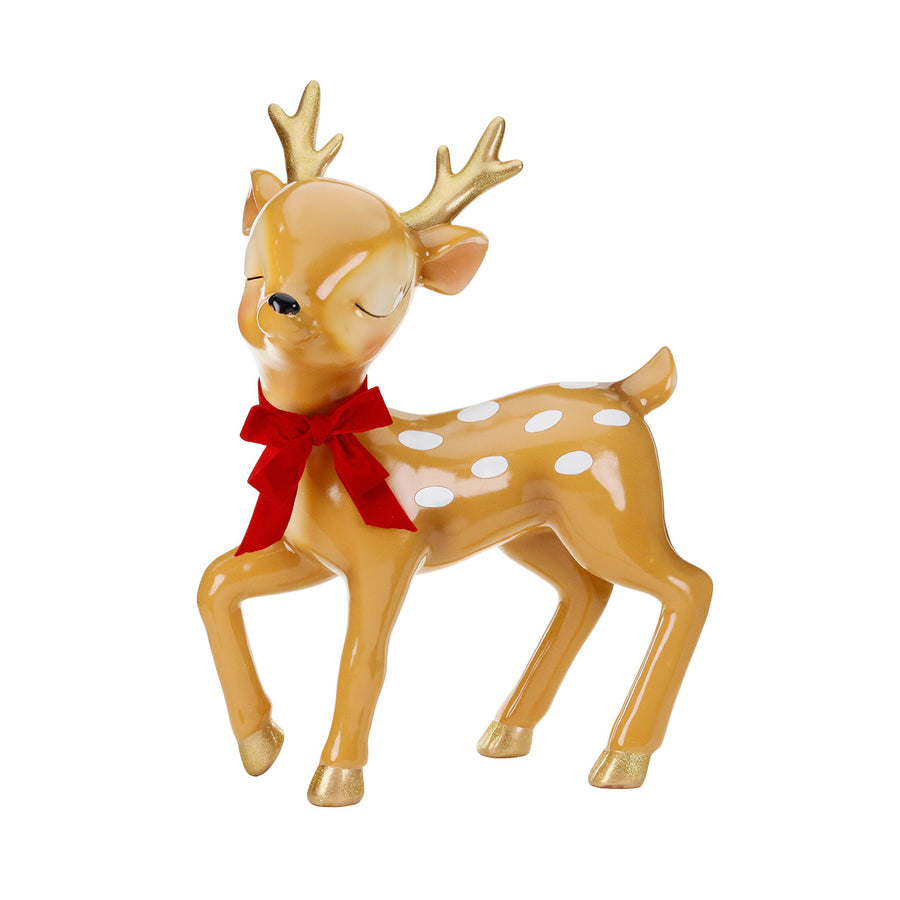 BAMBI CASTANHO C/LAÇO VERMELHO 92CM