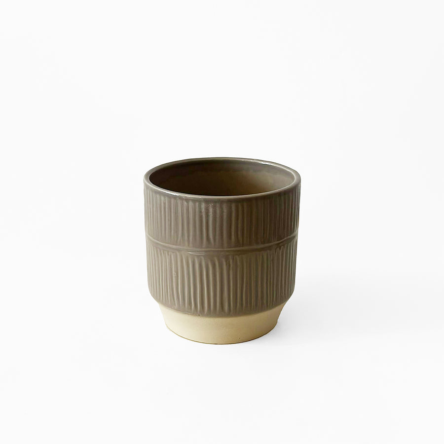 VASO CERAMICA RISCAS TAUPE 13x13,5