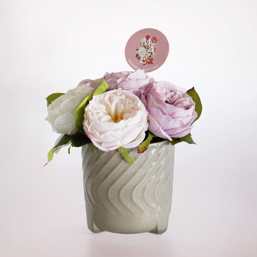 VASO CINZ C/FLOR MIX 20x17