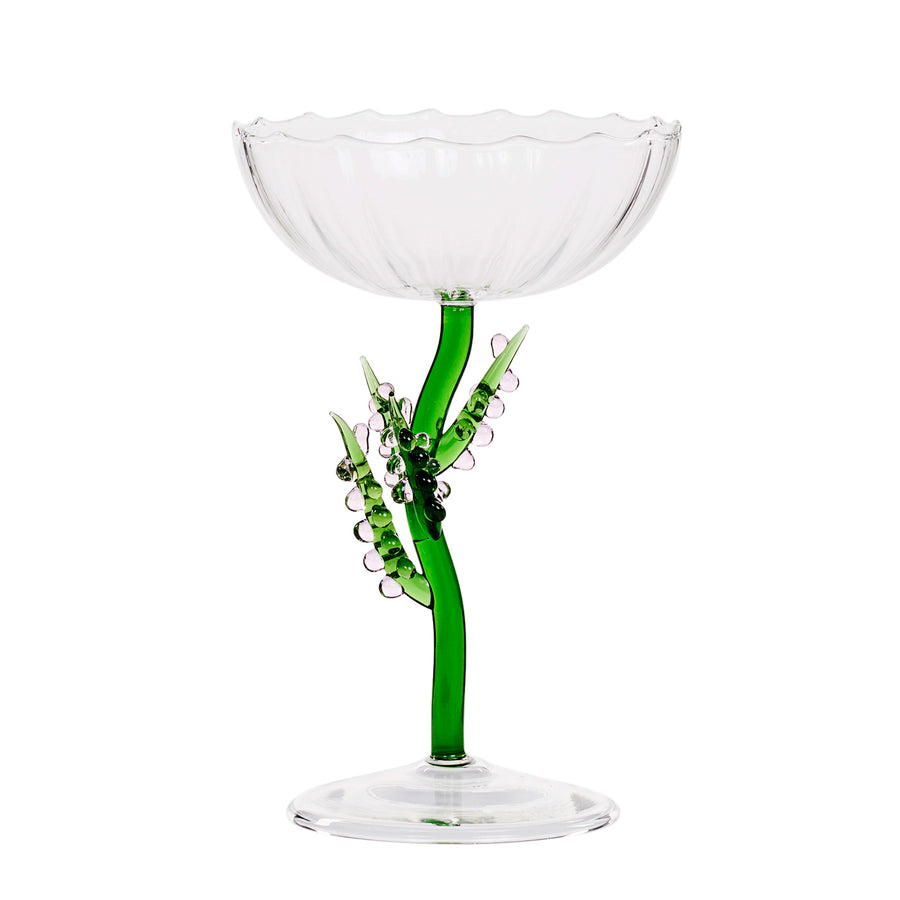 TAÇA VIDRO C/AZEVINHO 18CM