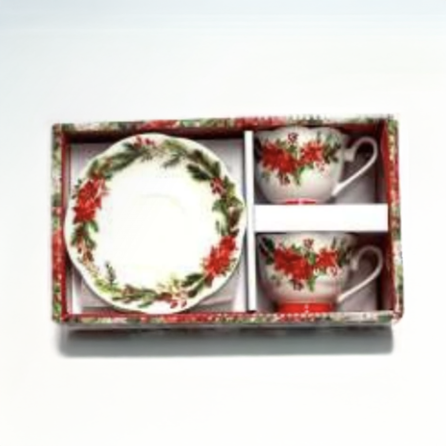 SET 2 CHAVENAS DE CAFE FLOR NATAL