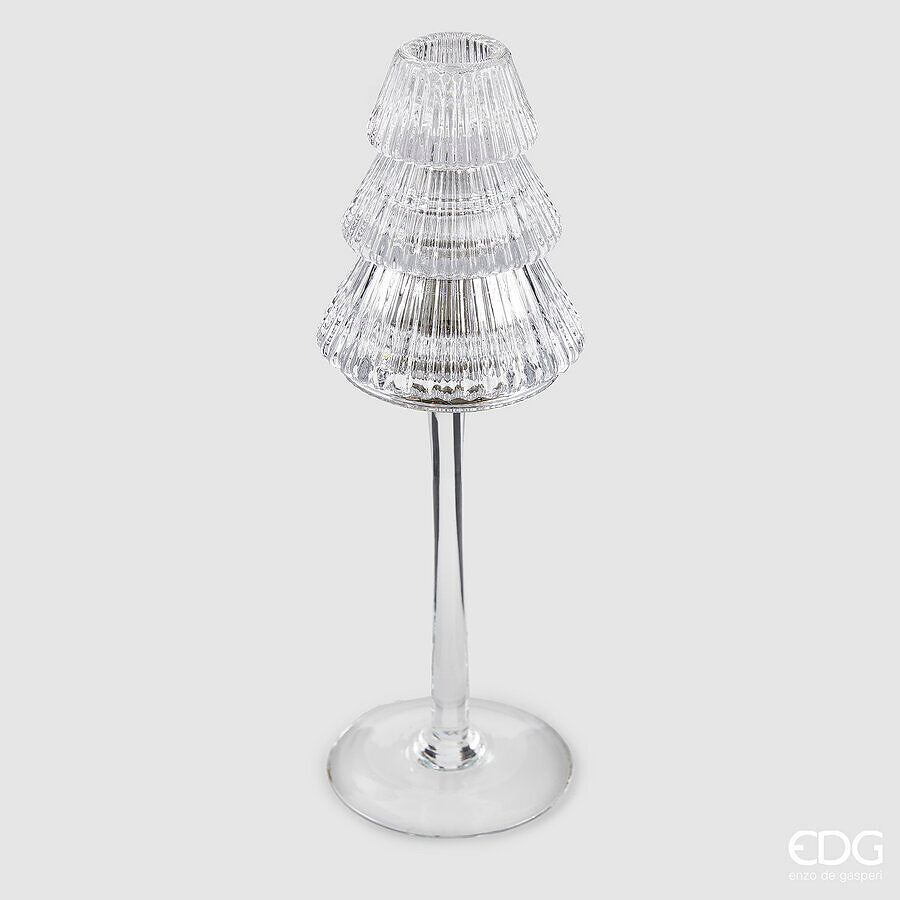 SUPORTE VELA PINO CALICE PRATEADO H.25 D.8