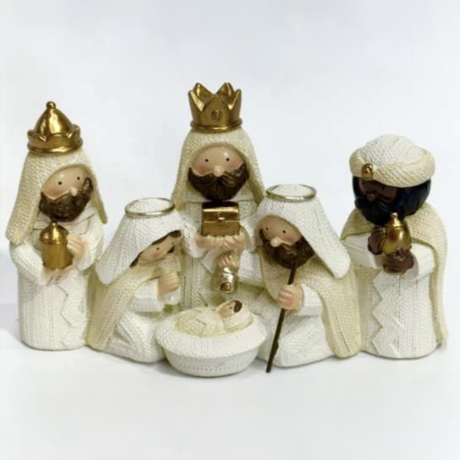PRESEPIO BEGE E DOURADO 18,5CM