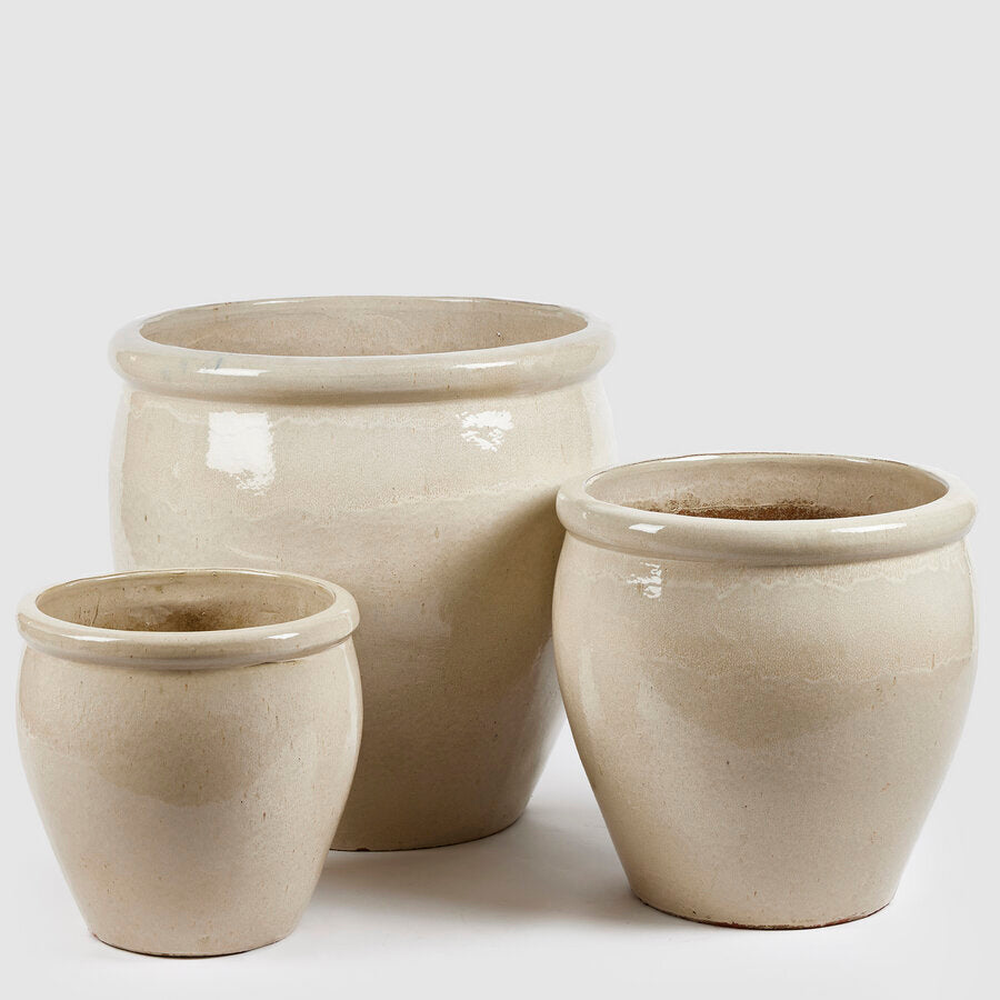 VASO GLAZE BOMBATO CREME 65X65CM