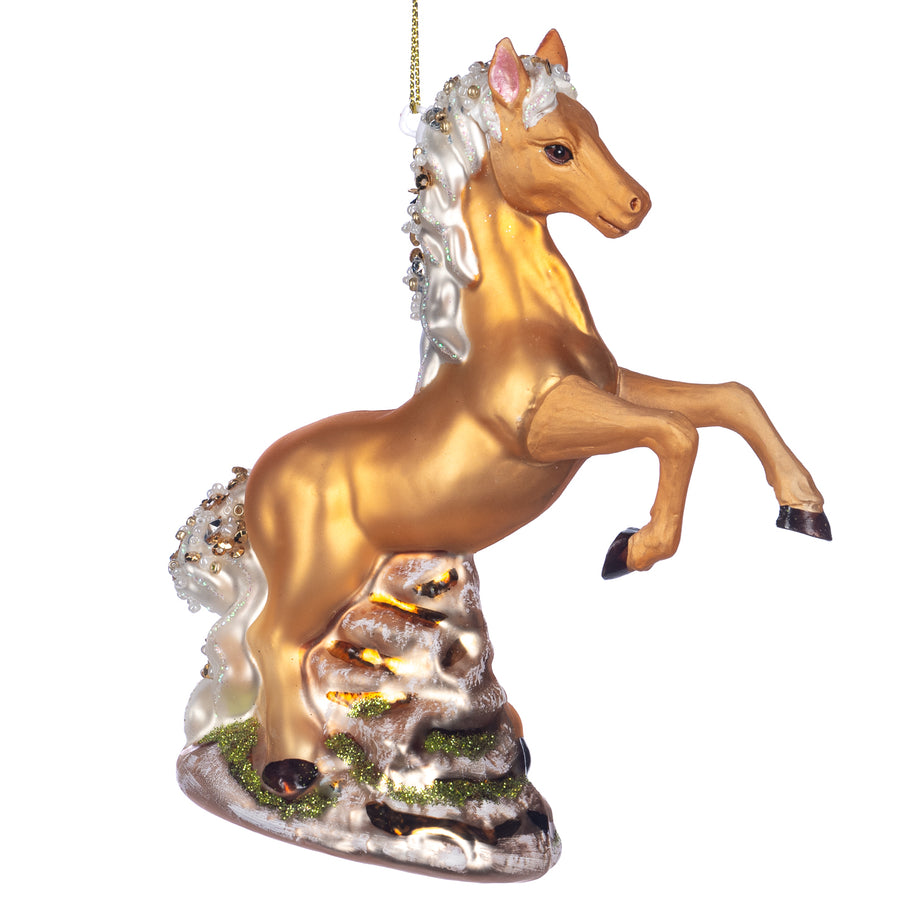 CAVALO CREME/DOURADO 16CM