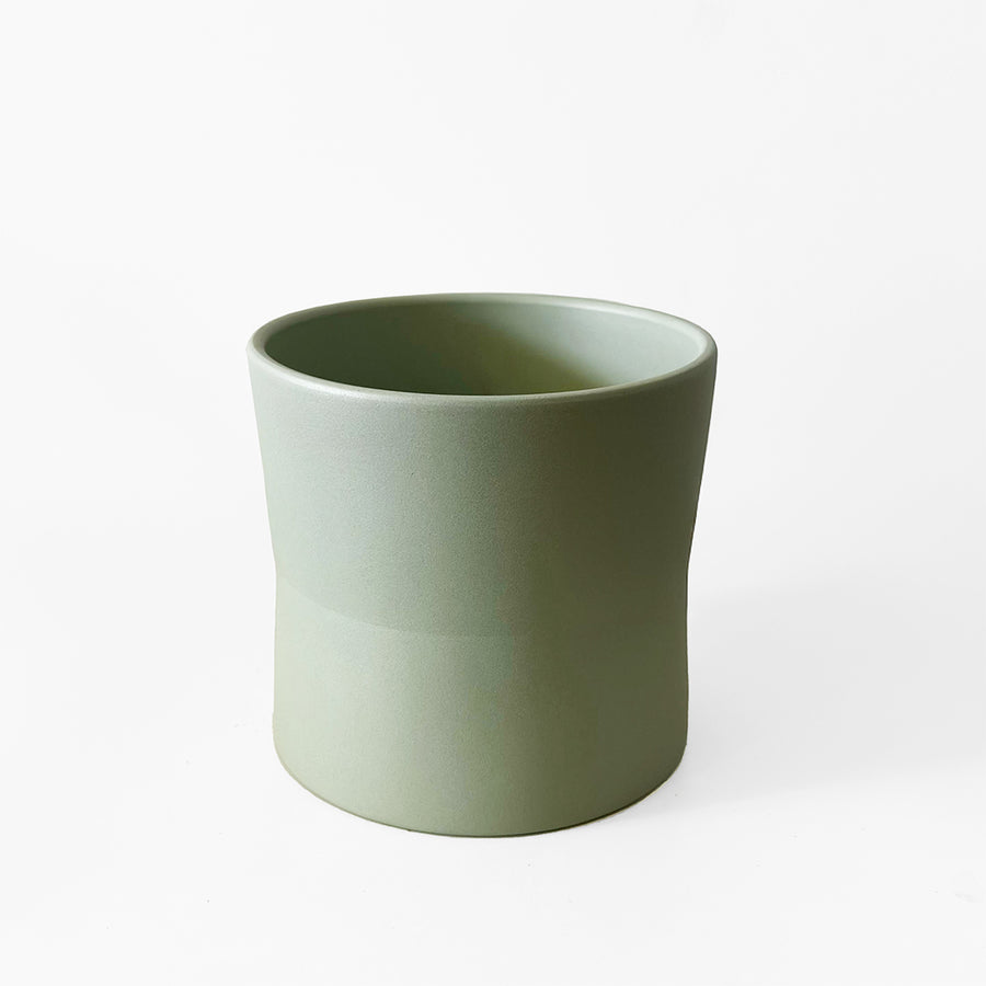 VASO CERAMICA VERDE GEOMETRICO 20x20CM