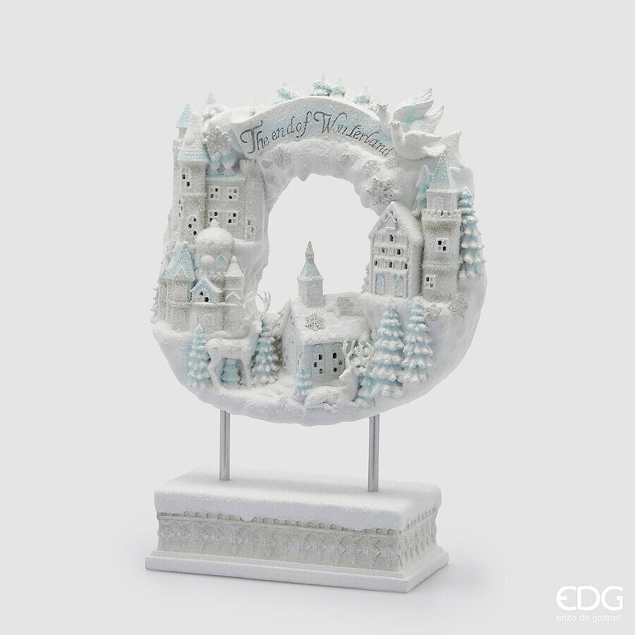 DIORAMA VILA NA COROA BRANCO H.48 L.35 L.14 LED