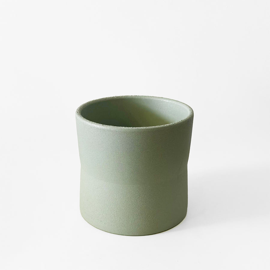 VASO CERAMICA VERDE GEOMETRICO 13x14