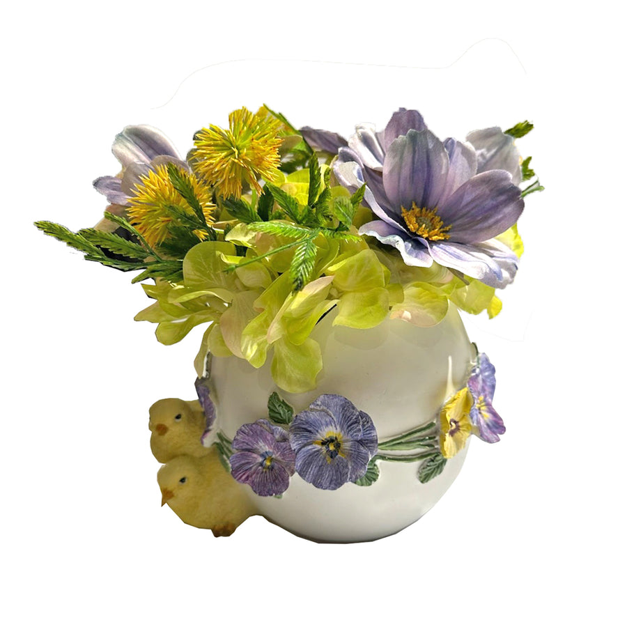 VASO OVO PASCOA C/FLOR LILAS 25x20CM