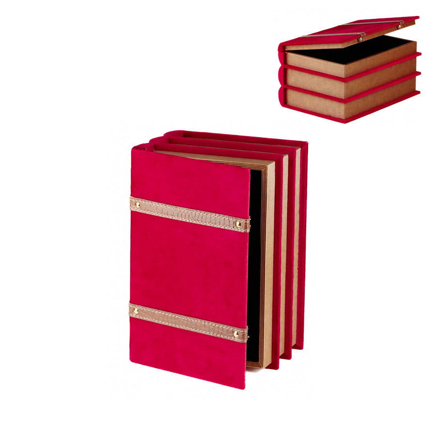 LIVRO CAIXA VELUDO VERMELHO 30CM
