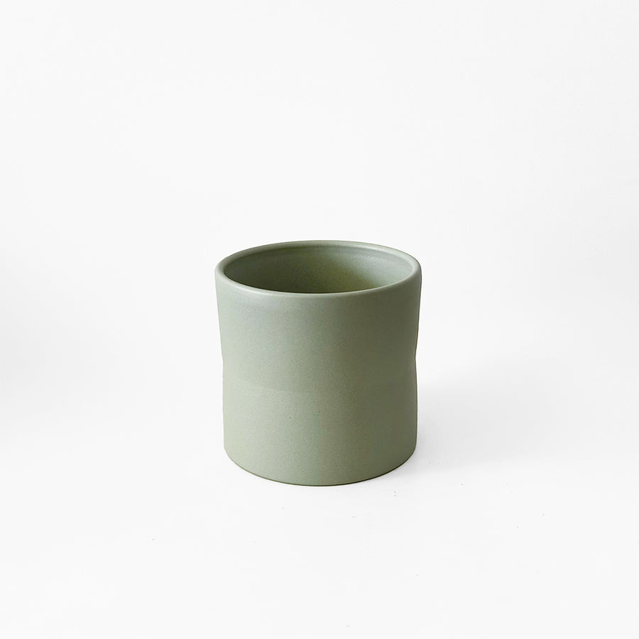 VASO CERAMICA VERDE GEOMETRICO 16x17
