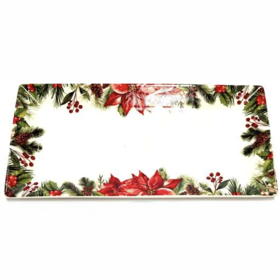 PRATO RETANGULAR FLOR NATAL 33CM