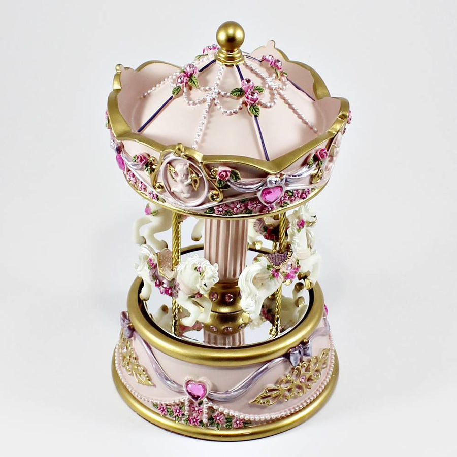 CARROSSEL ROSA C/ESPELHO 14x14x23CM