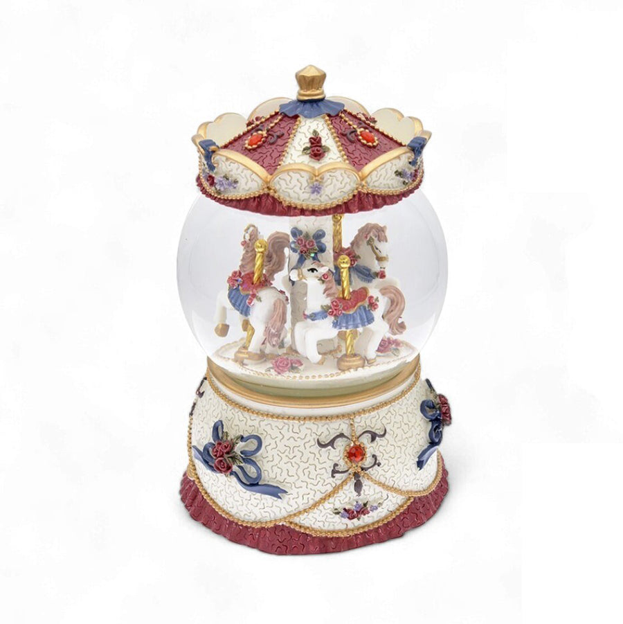 GLOBO C/CARROSSEL BRANCO/VERMELHO 10CM