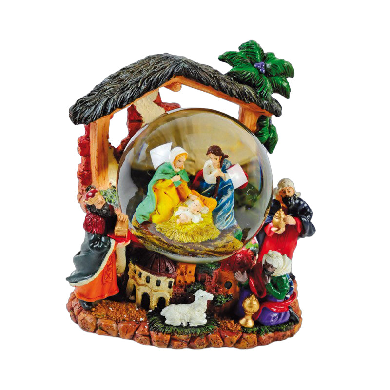 GLOBO NA CABANA C/PRESEPIO 17x13x15CM