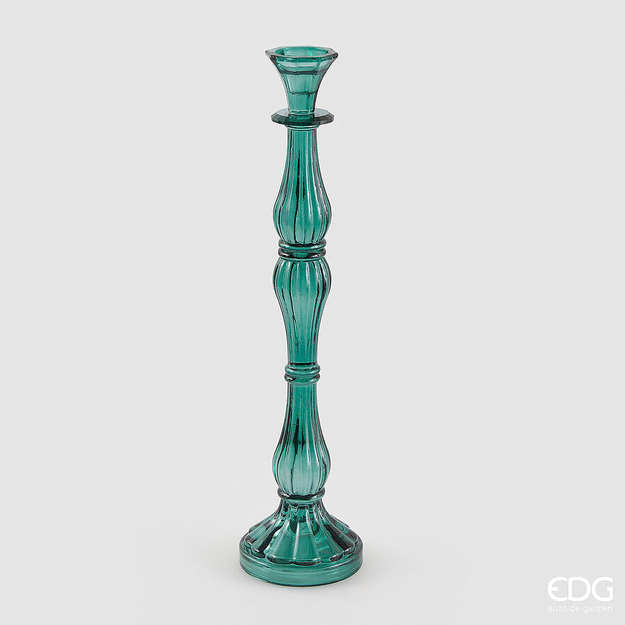 SUPORTE VELA CRYSTAL SINUOSO TURQUESAH.41 D.10