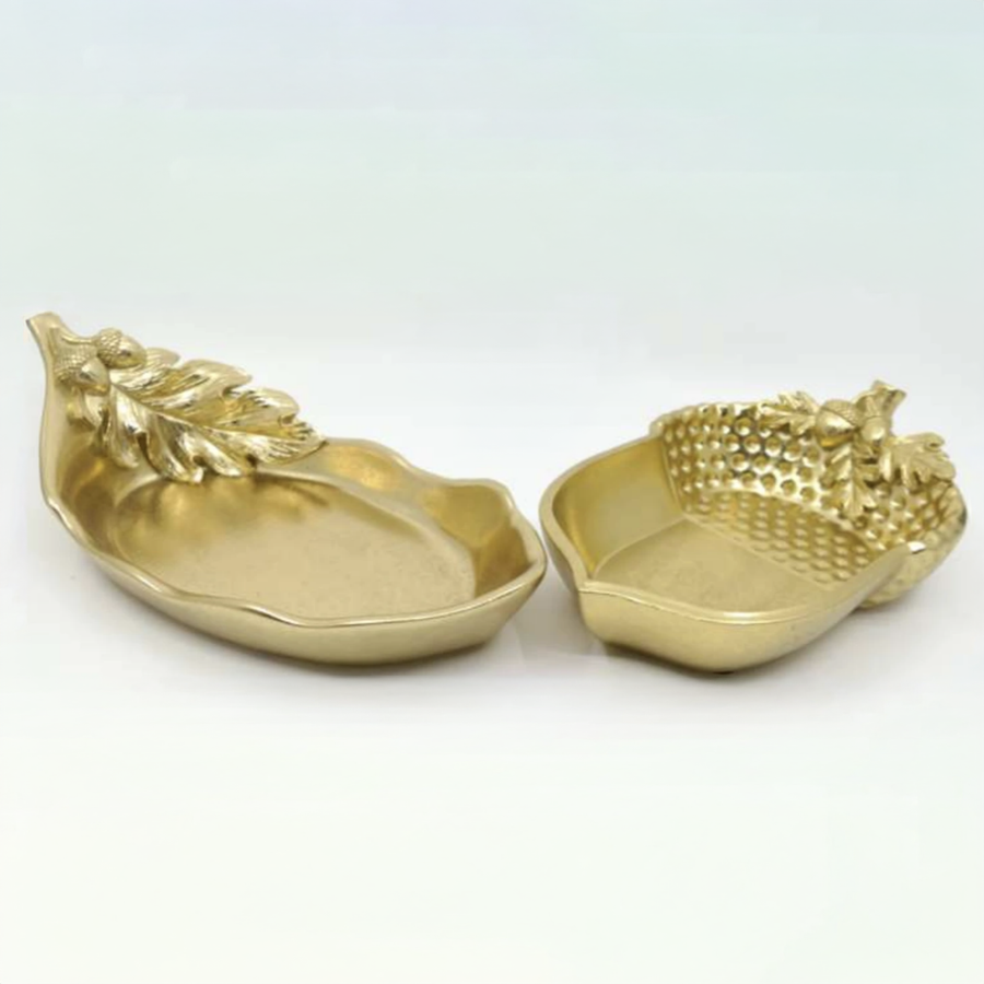 PRATO FOLHA/BOLOTA DOURADO 21CM