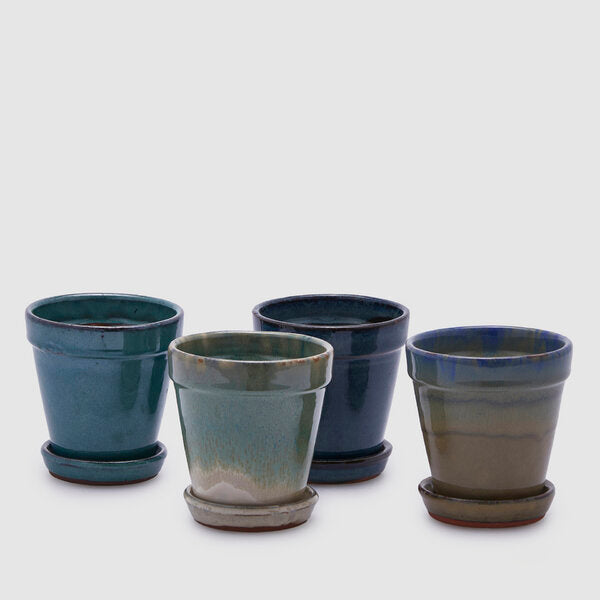 VASO GLAZE AZUL/CASTANHO H11 D11 C/PRATO SORTIDO