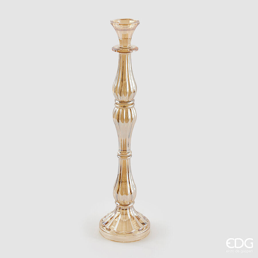 SUPORTE VELA CRYSTAL SINUOSO AMBER H.41 D.10