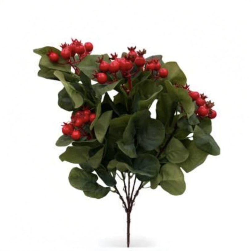 RAMO VERDURA C/BAGAS VERMELHO 45CM