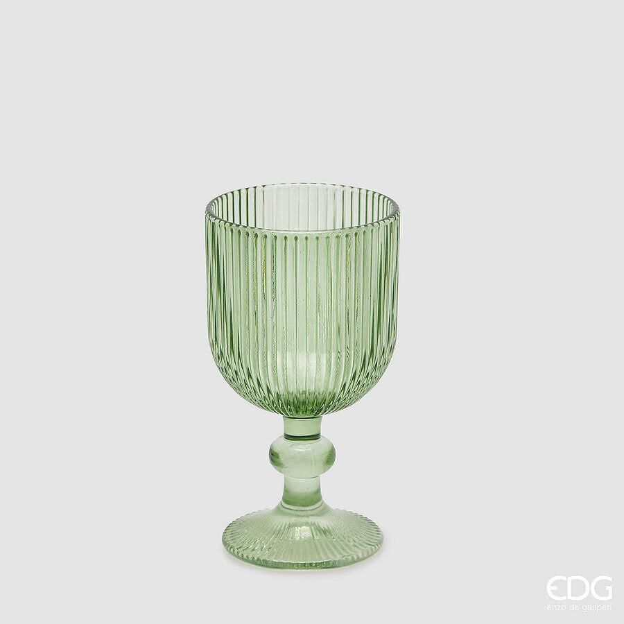 COPO BICCHIERE RIGHE VERDE 14x8CM