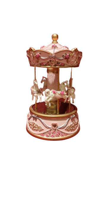 CARROSSEL ROSA C/ESPELHO 14x14x23CM