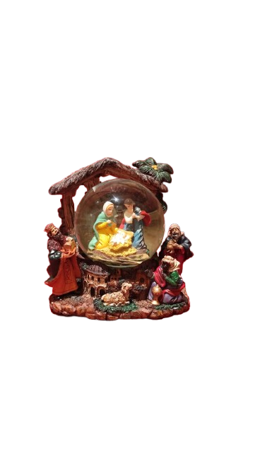 GLOBO NA CABANA C/PRESEPIO 17x13x15CM