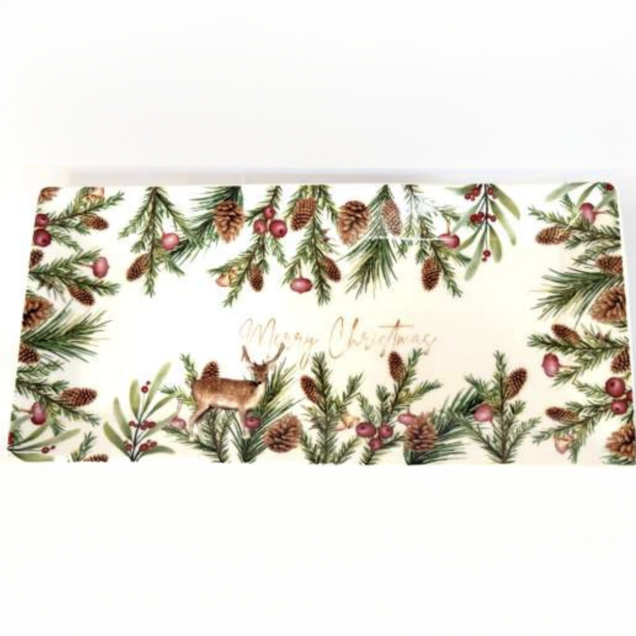 PRATO RETANGULAR PINHA NATAL 33CM