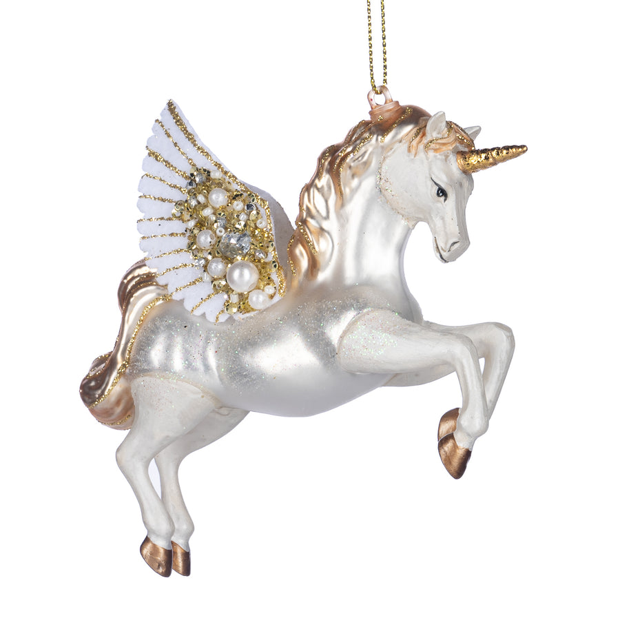 UNICORNIO BRANCO/DOURADO 17CM