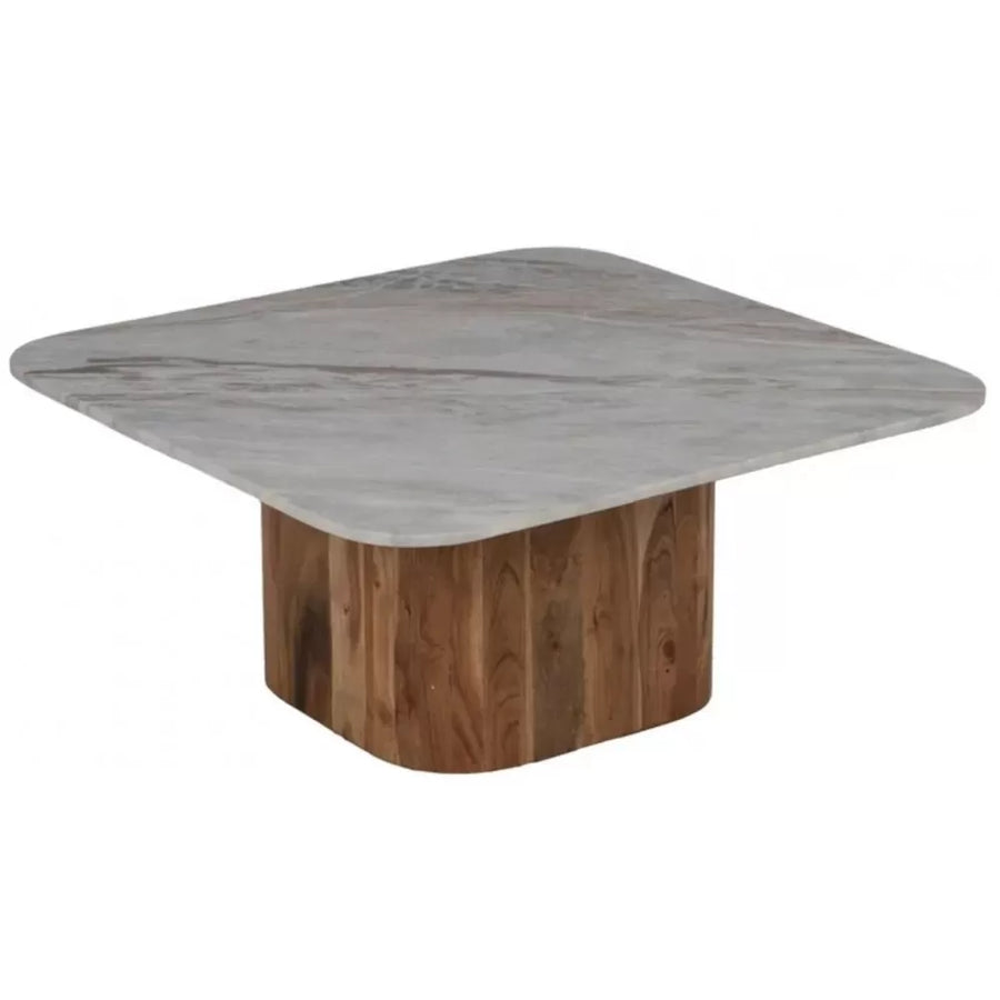 MESA APOIO MADEIRA MARMORE 80X80X36CM