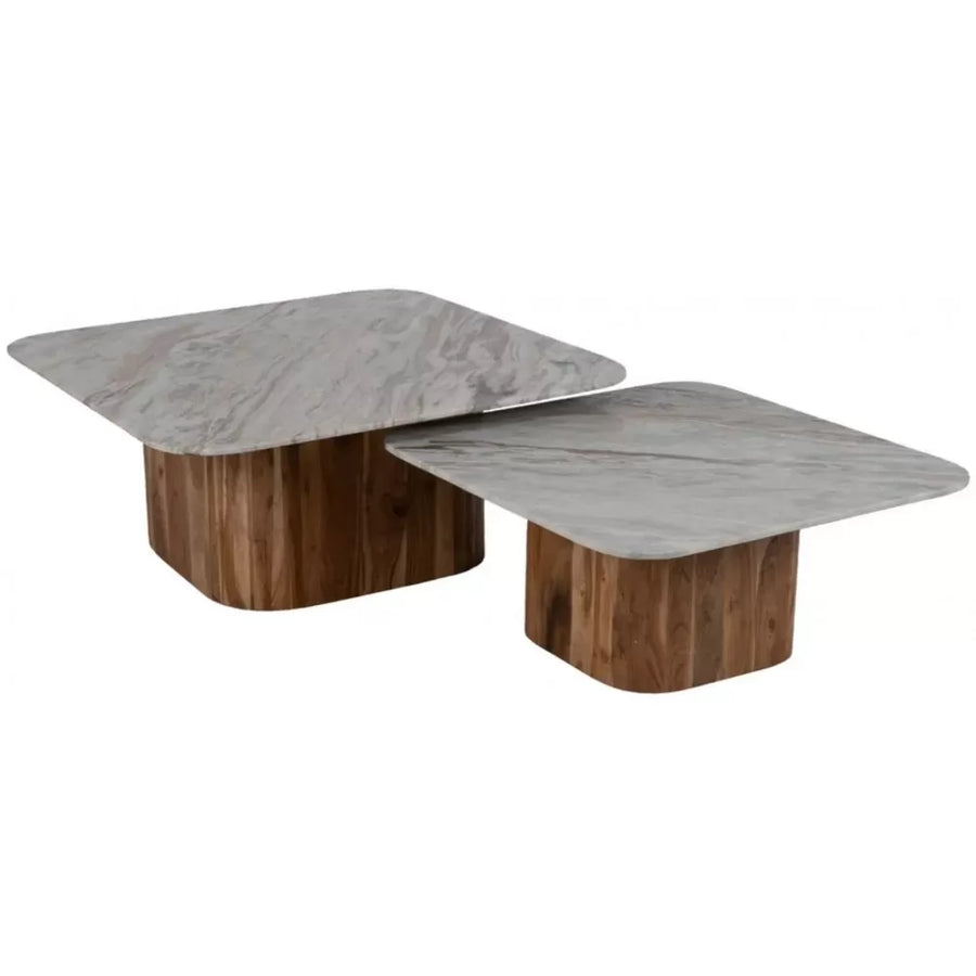 MESA APOIO MADEIRA MARMORE 80X80X36CM