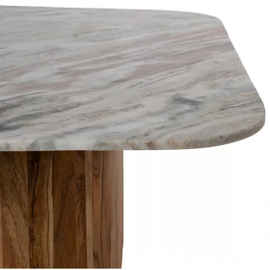 MESA APOIO MADEIRA MARMORE 80X80X36CM