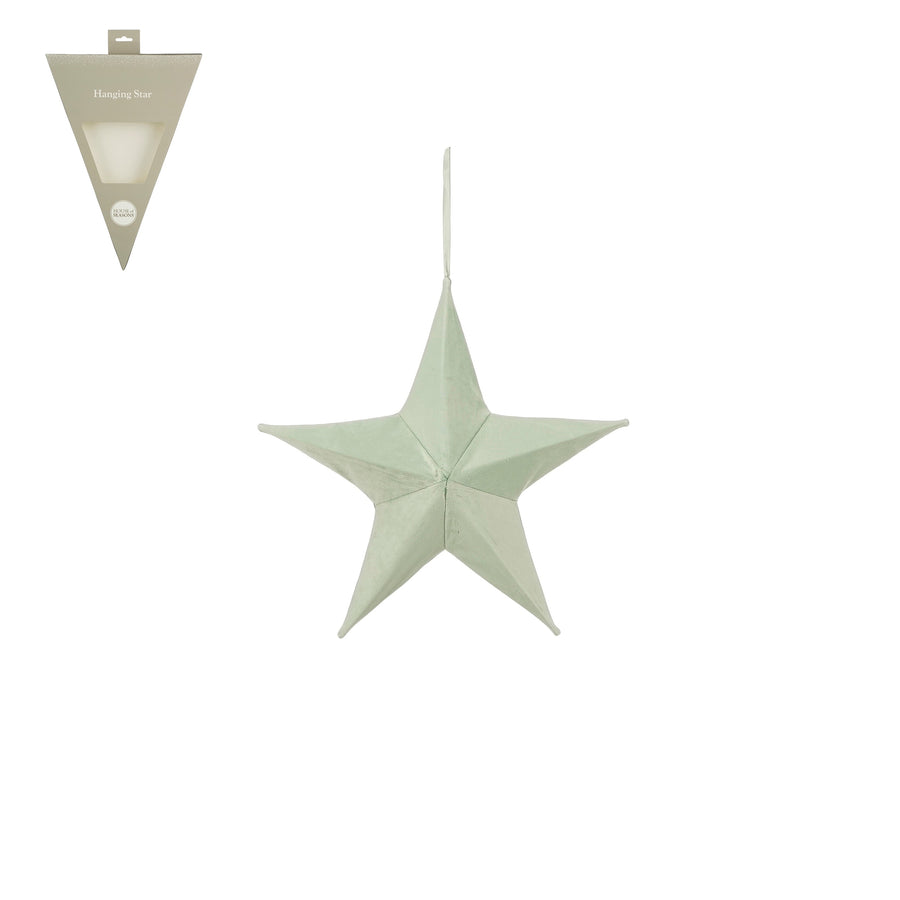 ESTRELA VERD CLARO VELUDO 40x12x40CM