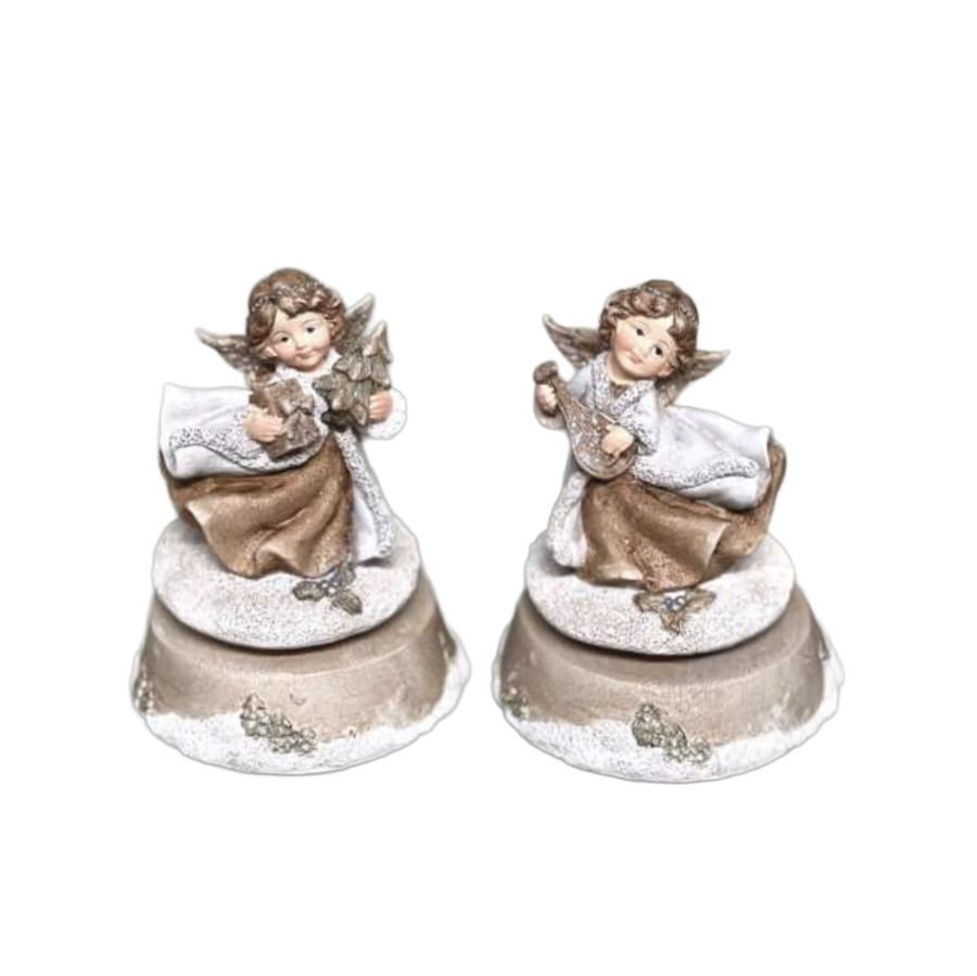 CAIXA MUSICA ANJO TAUPE SORTIDO 13,5CM