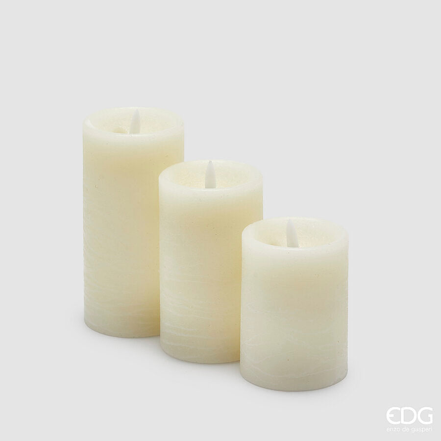 SET 3 VELAS LED SOFFIO IVORY H.15 D.7.5 IP20