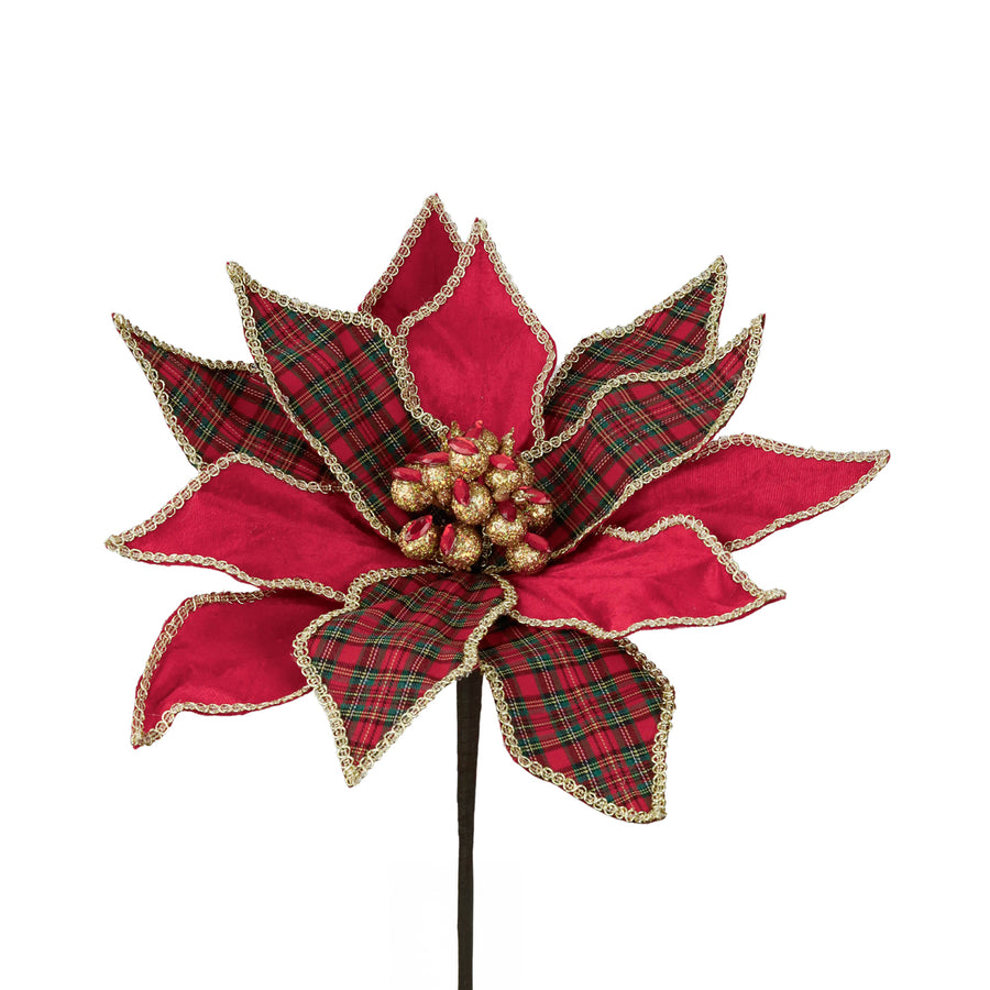 POINSETTIA VERMELHA/XADREZ 45CM