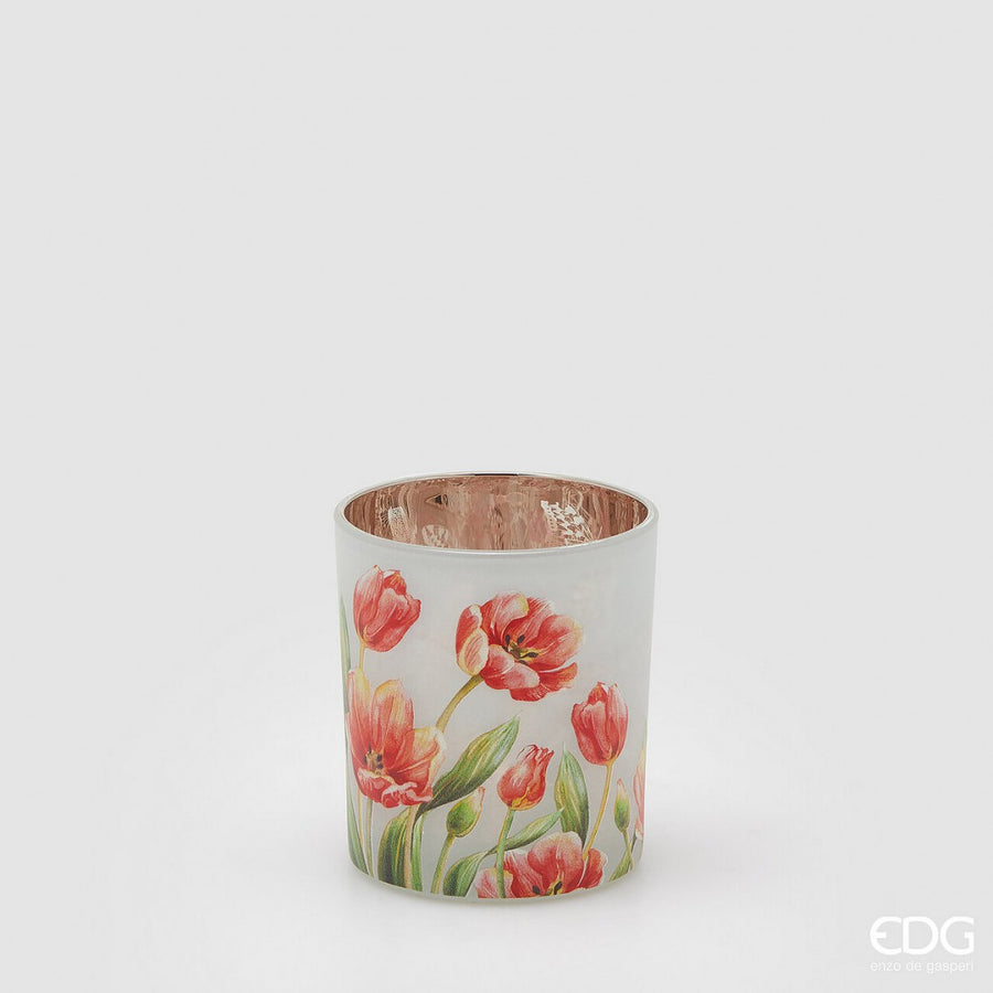 SUPORTE VELA TULIPA VERD/VERM 10x9